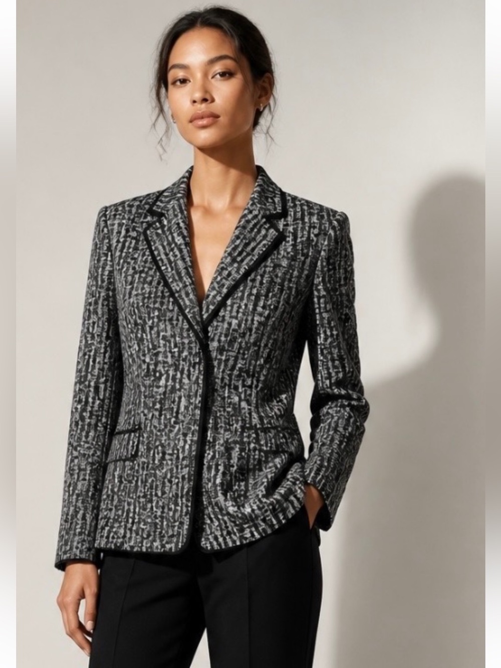 CLASSIQUES ENTIER ATELIER Blazer Black Gray Silk Cotton Nordstrom Jacket Coat